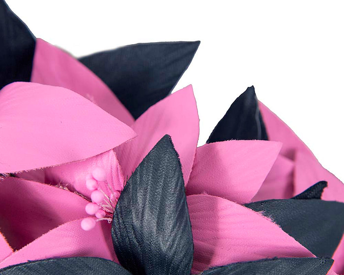 Navy & Fuchsia flower fascinator by Cupids Millinery - Hats From OZ