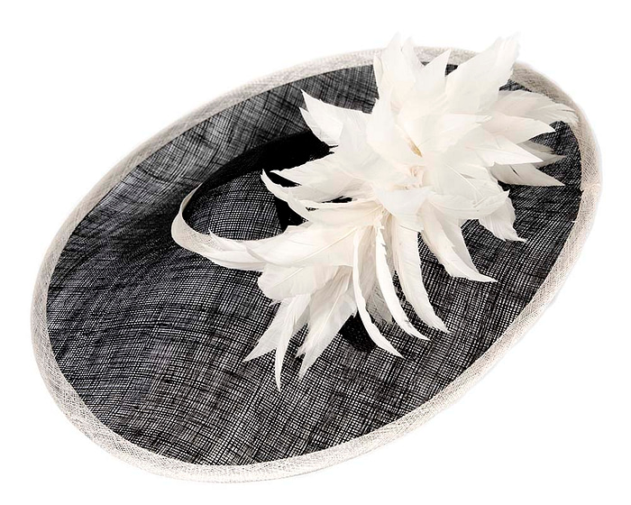 Large black & cream sinamay fascinator hat by Max Alexander - Image 3