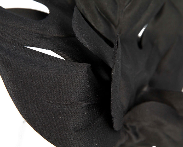 Black monstera leaves fascinator by Max Alexander - Hats From OZ