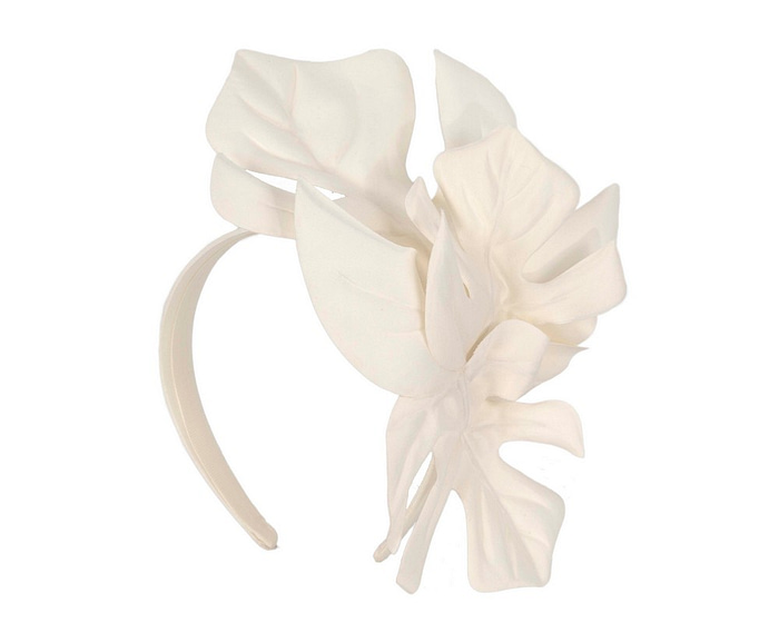 Ivory cream monstera leaves fascinator by Max Alexander - Hats From OZ