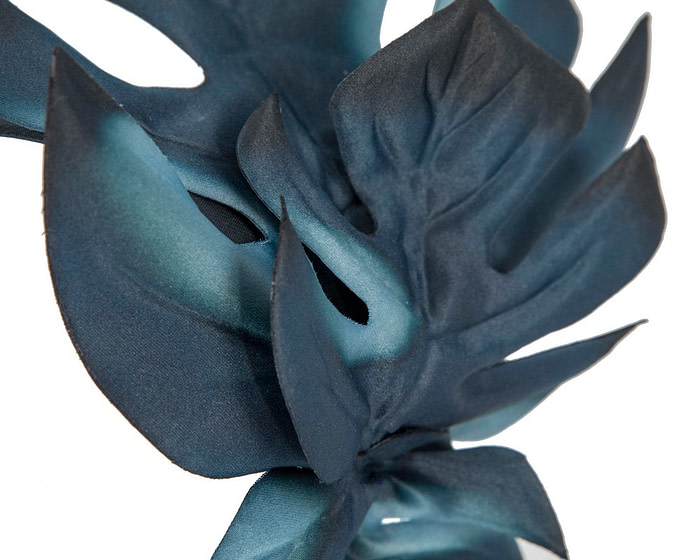 Navy monstera leaves fascinator by Max Alexander - Hats From OZ