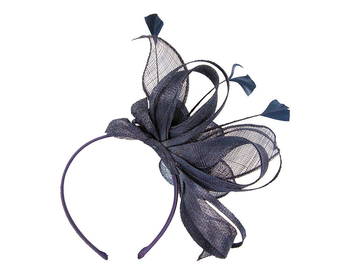 Navy sinamay flower fascinator by Max Alexander - Hats From OZ