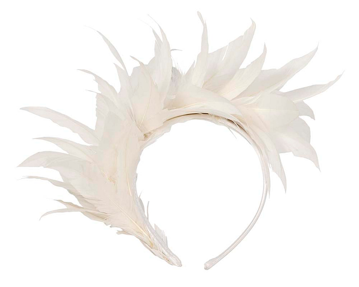 Ivory feather fascinator headband by Max Alexander - Hats From OZ