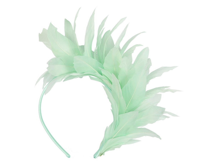 Mint feather fascinator headband by Max Alexander - Hats From OZ