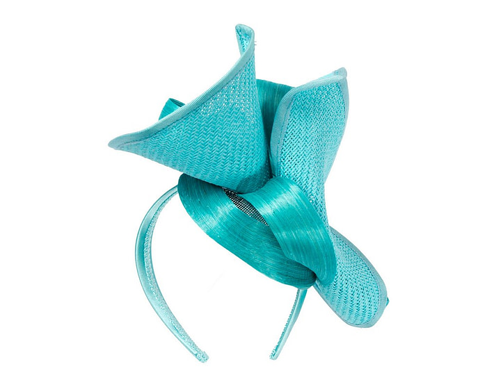 Large turquoise Fillies Collection racing fascinator with bow - Hats From OZ