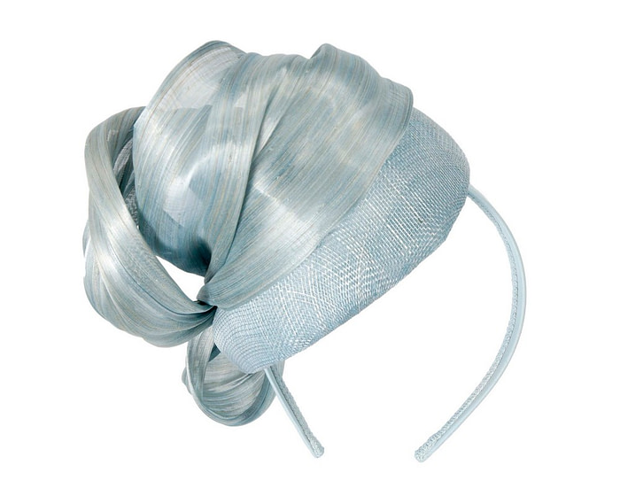 Light Blue pillbox fascinator with silk abaca bow by Fillies Collection - Hats From OZ