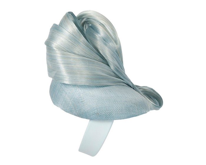 Light Blue pillbox fascinator with silk abaca bow by Fillies Collection - Hats From OZ