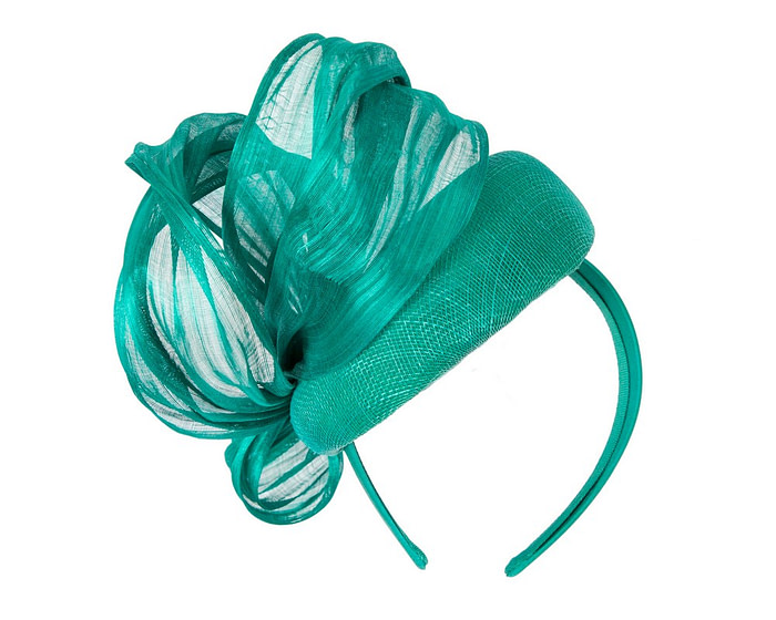 Teal pillbox fascinator with silk abaca bow by Fillies Collection - Hats From OZ