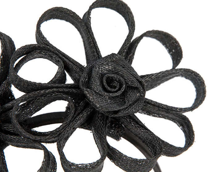 Black sinamay flowers headband by Max Alexander - Hats From OZ