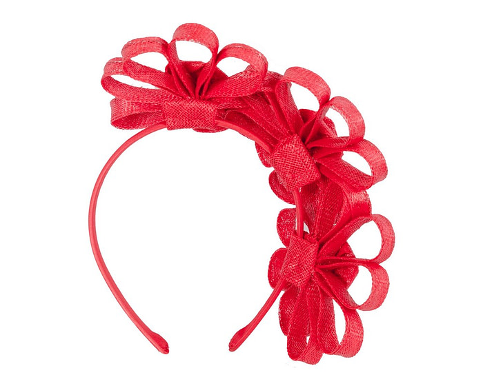 Red sinamay flowers headband by Max Alexander - Image 4