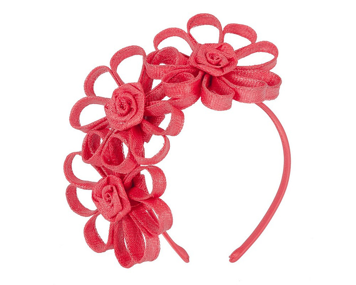 Red sinamay flowers headband by Max Alexander - Image 2