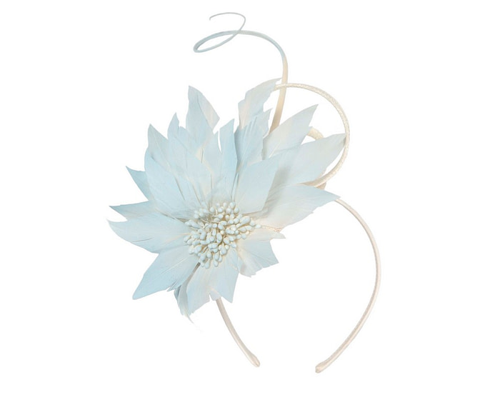 Light Blue feather flower fascinator by Max Alexander - Hats From OZ