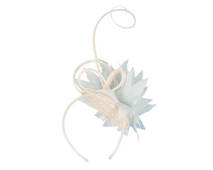 Light Blue feather flower fascinator by Max Alexander - Hats From OZ