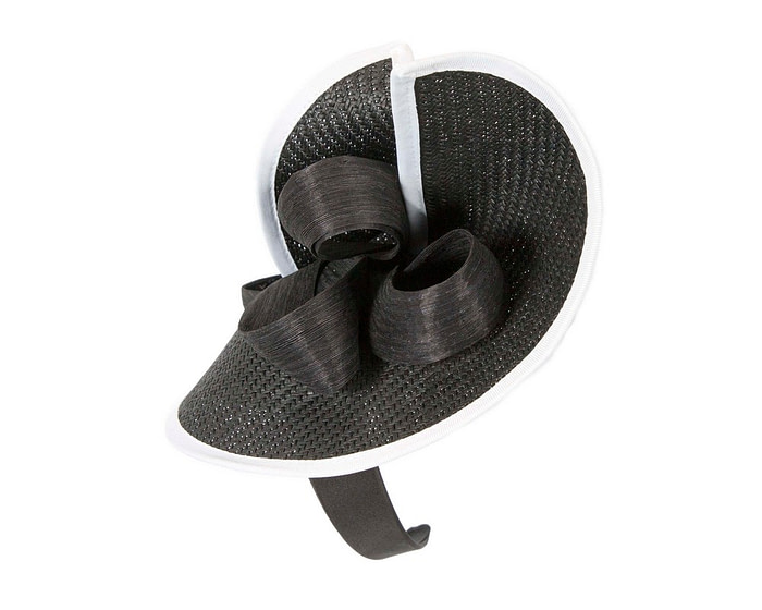 Large black & white Fillies Collection racing fascinator with bow - Hats From OZ