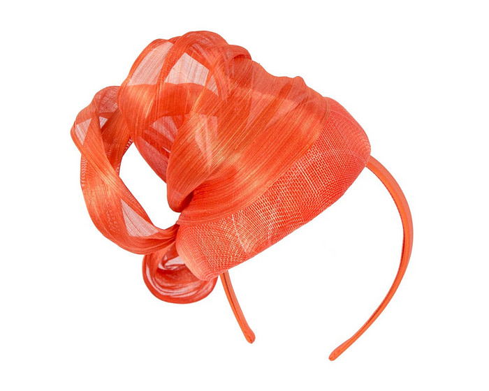 Orange pillbox fascinator with silk abaca bow by Fillies Collection - Hats From OZ