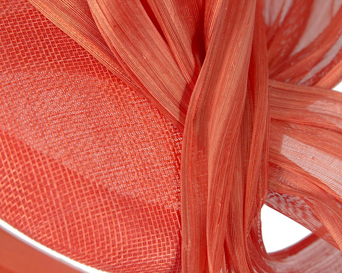 Orange pillbox fascinator with silk abaca bow by Fillies Collection - Hats From OZ