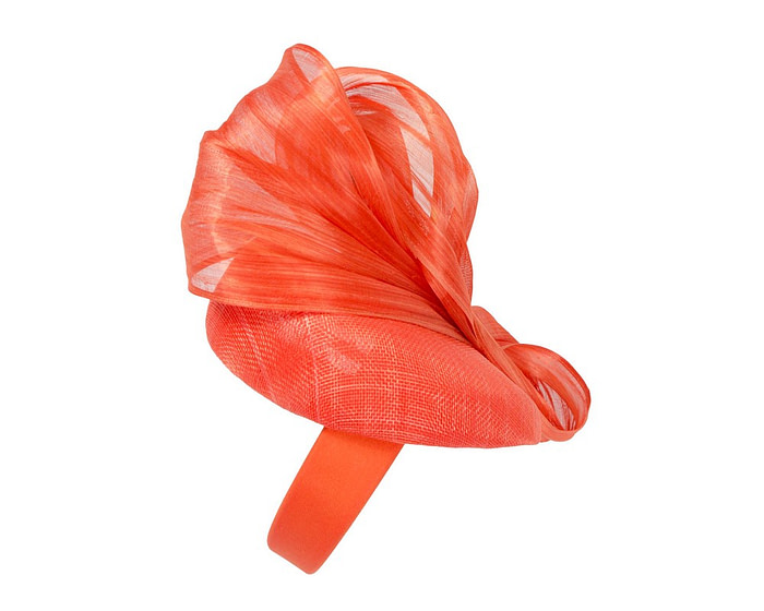 Orange pillbox fascinator with silk abaca bow by Fillies Collection - Hats From OZ