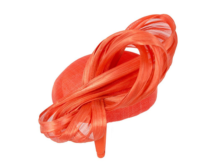 Orange pillbox fascinator with silk abaca bow by Fillies Collection - Hats From OZ