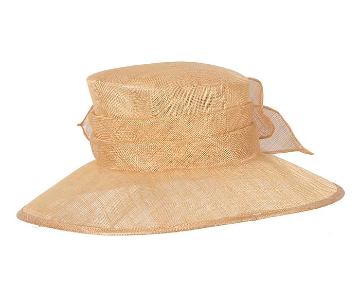 Large gold sinamay racing hat - Hats From OZ