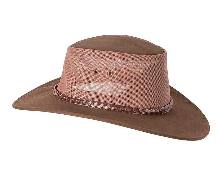 Brown Australian Suede Leather Cooler Jacaru Hat - Hats From OZ