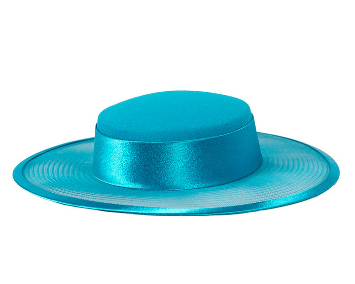 Turquoise designers boater hat by Cupids Millinery - Hats From OZ