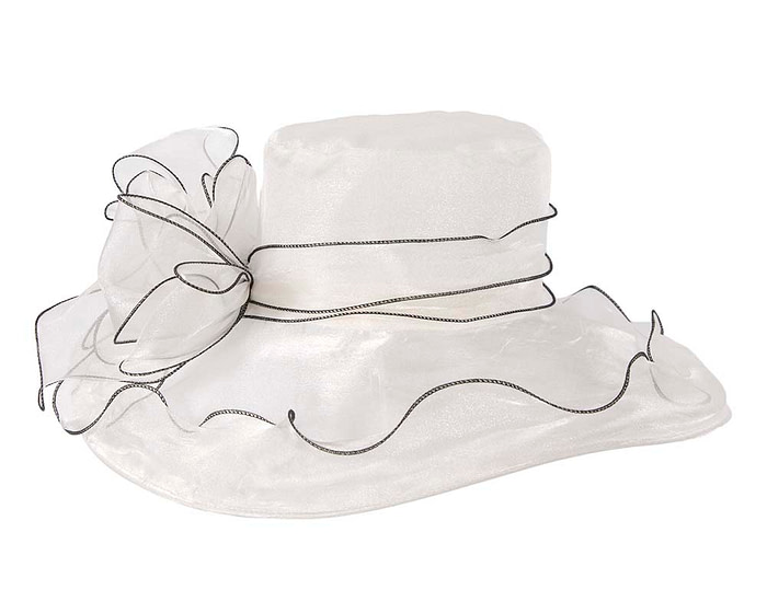 Large White Organza Racing Hat SP505 - Hats From OZ