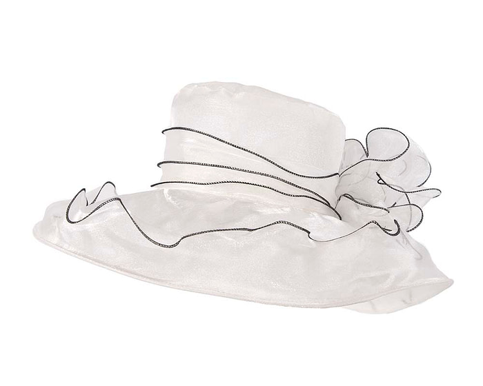 Large White Organza Racing Hat SP505 - Hats From OZ