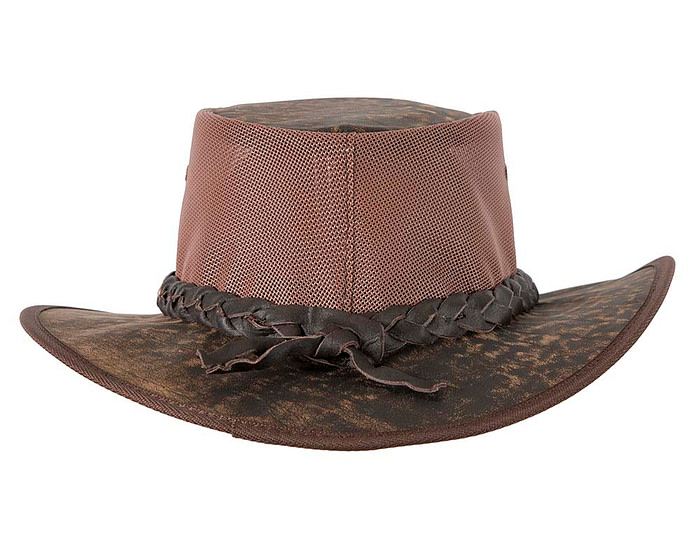 Stonewash Brown Australian Kangaroo Leather Cooler Jacaru Hat - Hats From OZ