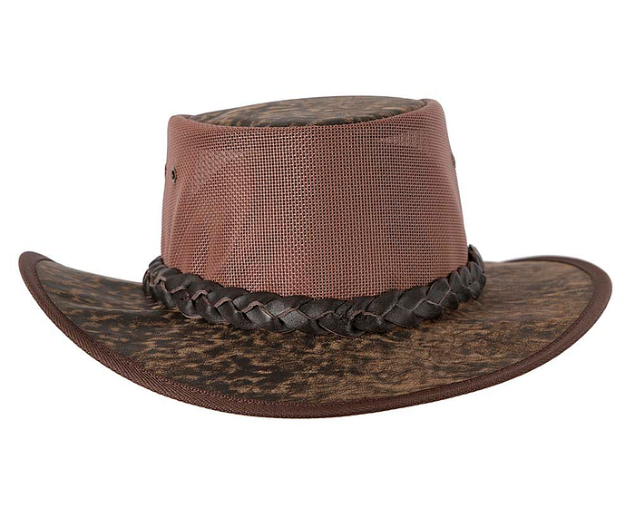 Stonewash Brown Australian Kangaroo Leather Cooler Jacaru Hat - Hats From OZ