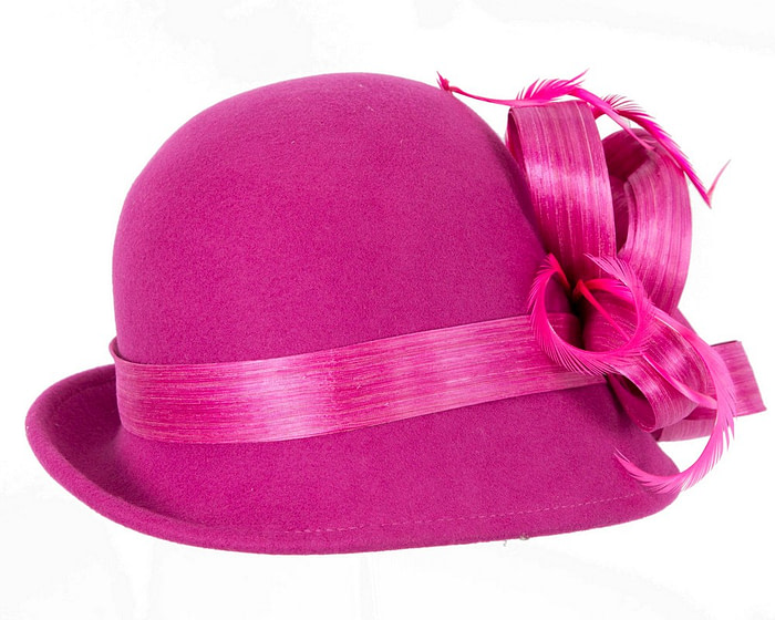 Exclusive fuchsia cloche winter hat by Fillies Collection - Hats From OZ