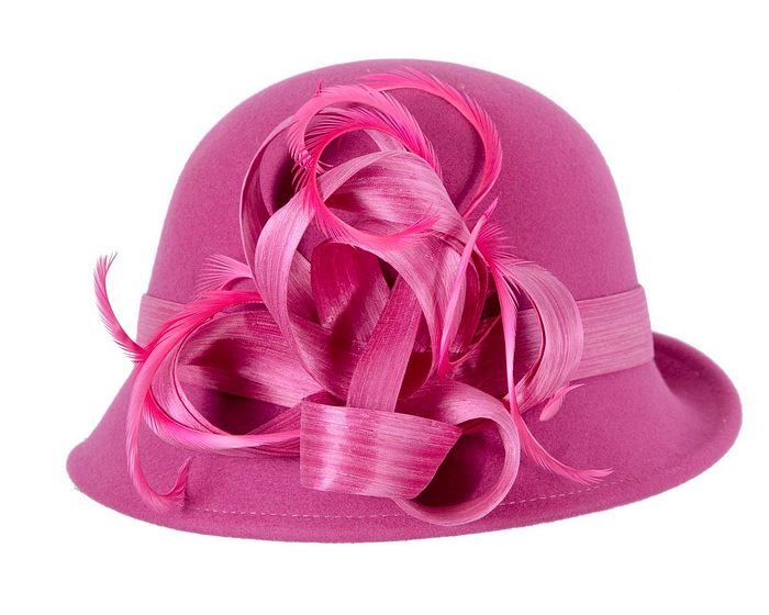 Exclusive fuchsia cloche winter hat by Fillies Collection - Hats From OZ