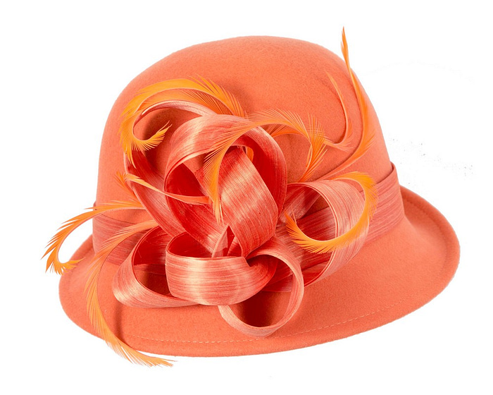 Exclusive orange cloche winter hat by Fillies Collection - Hats From OZ