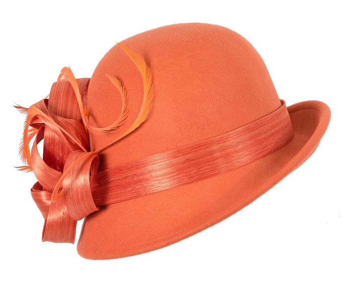 Exclusive orange cloche winter hat by Fillies Collection - Hats From OZ