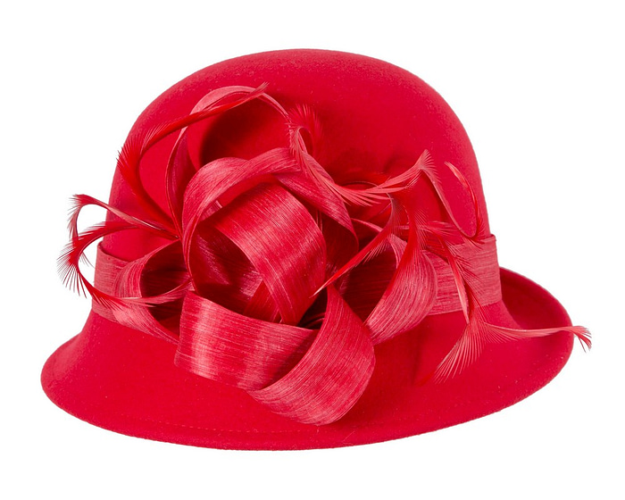 Exclusive red cloche winter hat by Fillies Collection - Hats From OZ