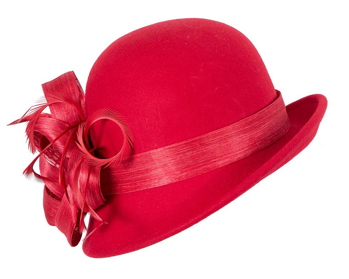 Exclusive red cloche winter hat by Fillies Collection - Hats From OZ