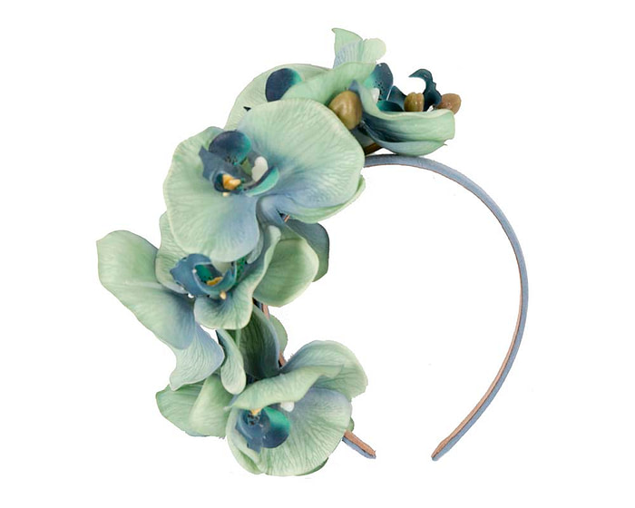 Bespoke realistic aqua orchid flower headband by Fillies Collection - Hats From OZ