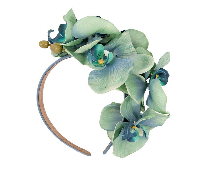 Bespoke realistic aqua orchid flower headband by Fillies Collection - Hats From OZ