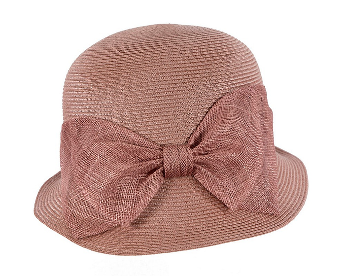 Taupe cloche hat with bow by Max Alexander - Hats From OZ