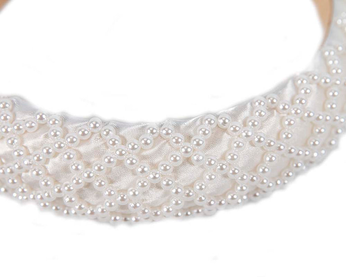 Cream pearl fascinator headband by Cupids Millinery CU431 - Hats From OZ