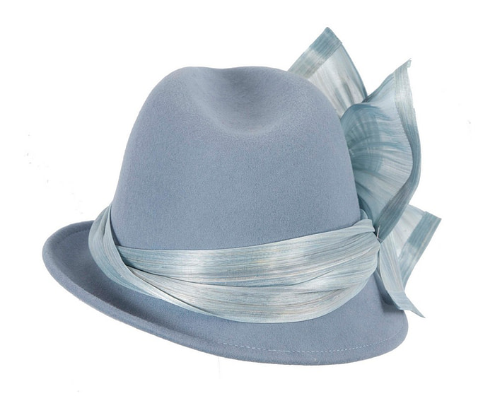 Light blue ladies winter fashion felt fedora hat by Fillies Collection F660 - Hats From OZ