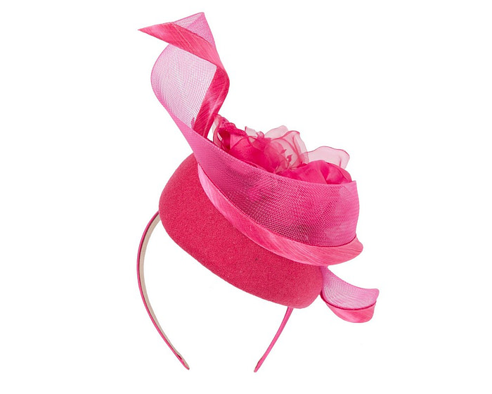 Fuchsia winter pillbox fascinator with flower - Hats From OZ