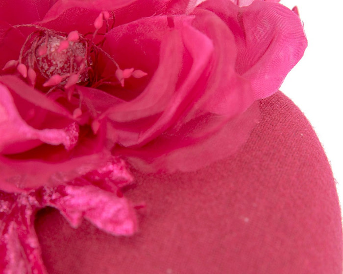 Fuchsia winter pillbox fascinator with flower - Hats From OZ