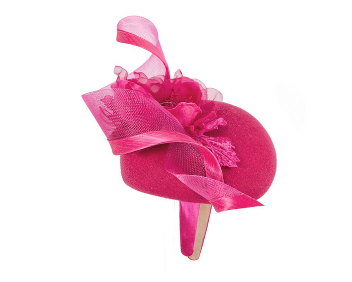 Fuchsia winter pillbox fascinator with flower - Hats From OZ