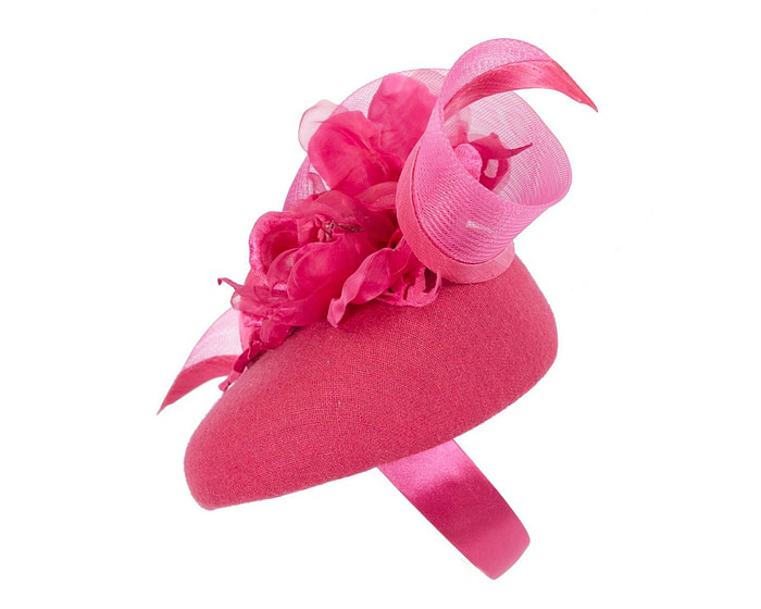 Fuchsia winter pillbox fascinator with flower - Hats From OZ