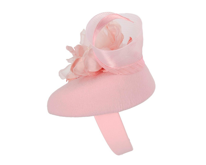 Pink winter pillbox fascinator with flower - Hats From OZ