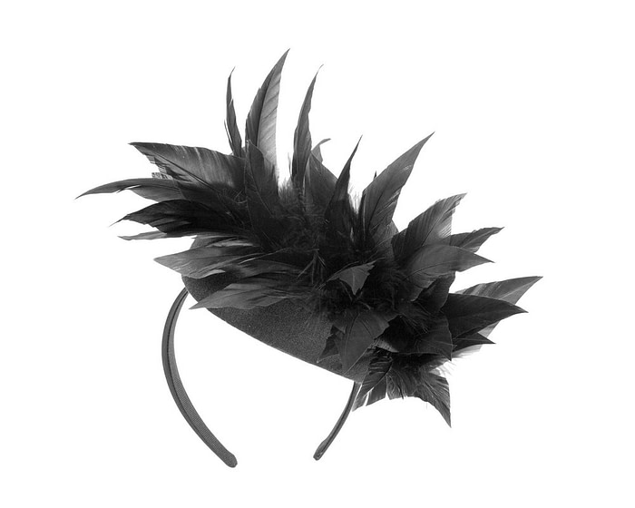 Black feather winter facing fascinator - Hats From OZ