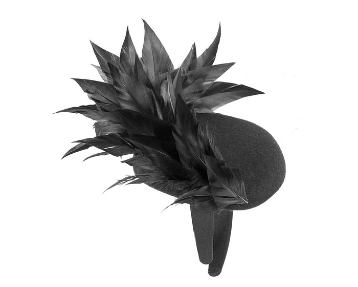 Black feather winter facing fascinator - Hats From OZ