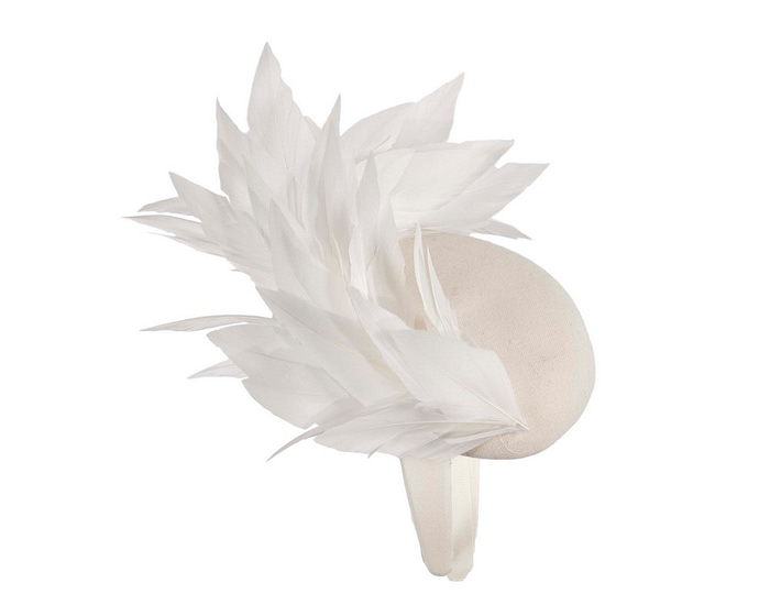 Cream feather winter facing fascinator - Hats From OZ