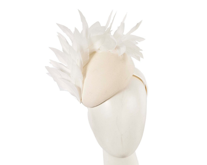 Cream feather winter facing fascinator - Hats From OZ