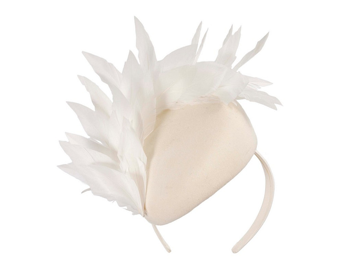 Cream feather winter facing fascinator - Hats From OZ